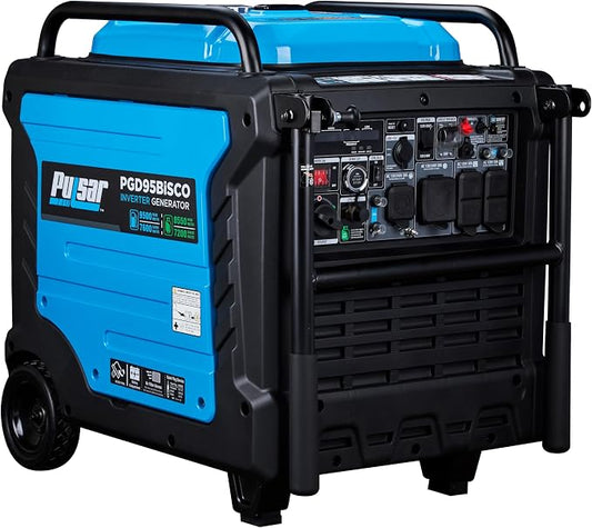 Pulsar PGD95BISCO Super Quiet Dual Fuel 9500W Home Use Backup Portable Inverter Generator With Remote Control and electric start (CO, low battery and low oil Shutoff), RV ready