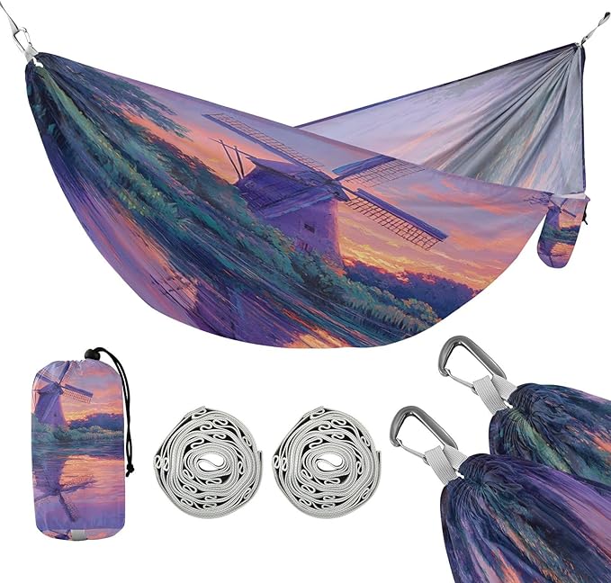 Windmill River Purple Camping Rope Hammocks Portable Swing 330 lbs Capacity for Travel Hiking Indoor Outdoor
