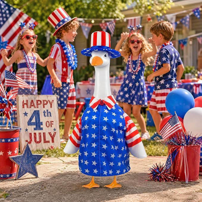 4th of July Goose Outfit with American Flag Patriotic Porch Goose Costume