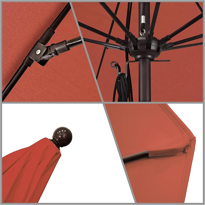 California Umbrella 11Ft Commercial Grade Market Umbrella, Pulley Lift, Aluminum/Fiberglass, 2mm pole wall, Bronze Frame, Solution Dyed Sunset Fabric