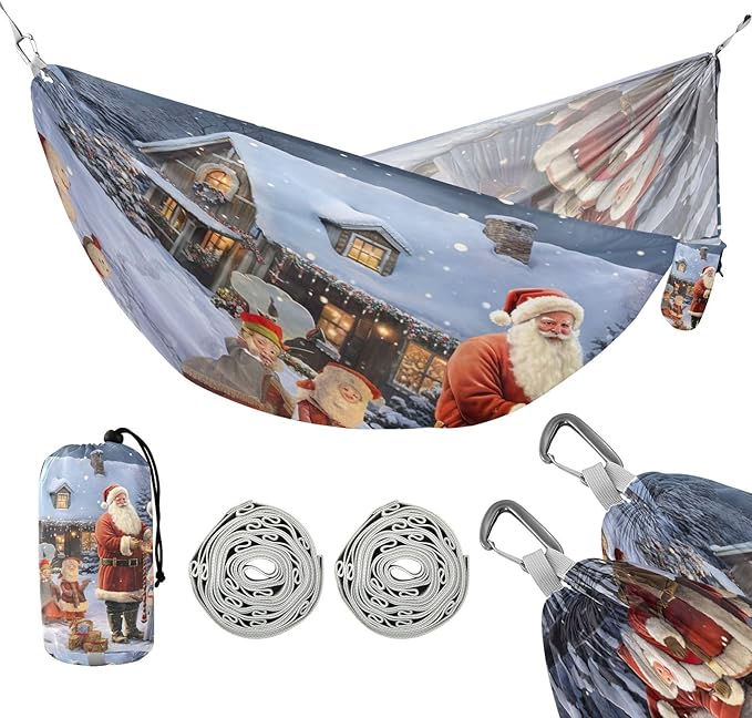 FRMG Christmas Santa Claus Hammock 500 lbs Capacity Portable Hammocks with Tree Straps & Attached Carry Bag, Camping Essentials Gear 2011889a