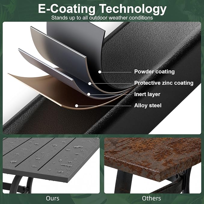 Outdoor Patio Table,60"x 38" Rectangle Outside Dining Table with 1.6" Umbrella Hole for Poolside Backyard Lawn