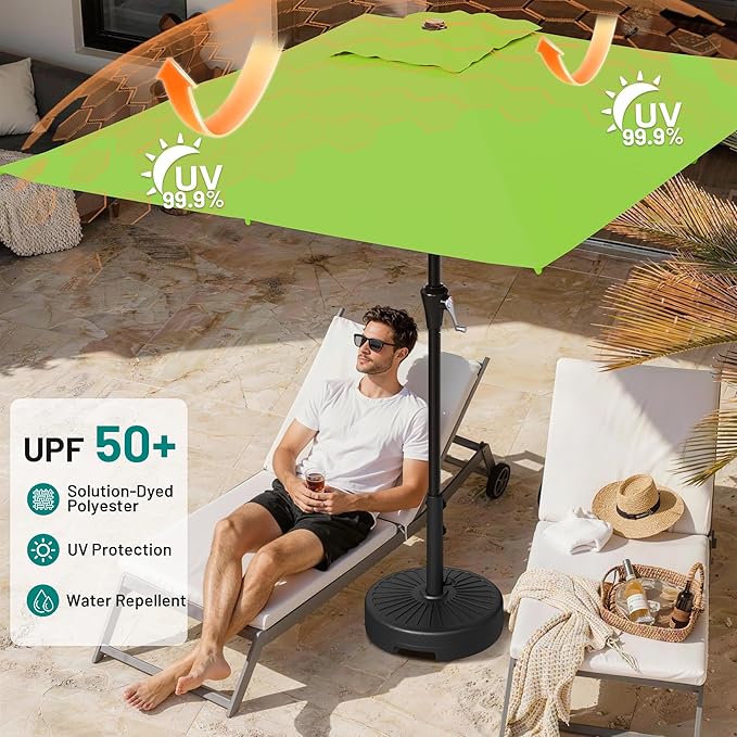 AreShark 8' x 10' Rectangle Patio Umbrellas for Outdoor, Outdoor Table Umbrella, Large Outdoor Patio Umbrellas with 8 Sturdy Ribs for Pool, Garden, Market (Apple Green)