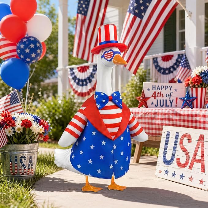 4th of July Goose Outfit with American Flag Patriotic Porch Goose Costume