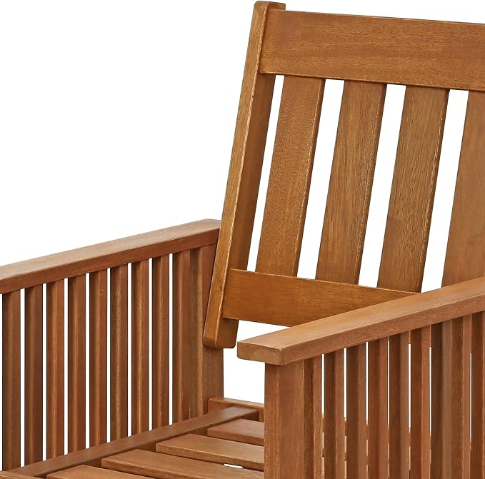 Furinno TIOMAN Patio Chair, Mediterranean Outdoor Lawn Chair, Armchair with Cushion, for Patio, Garden, Porch, Light Wood