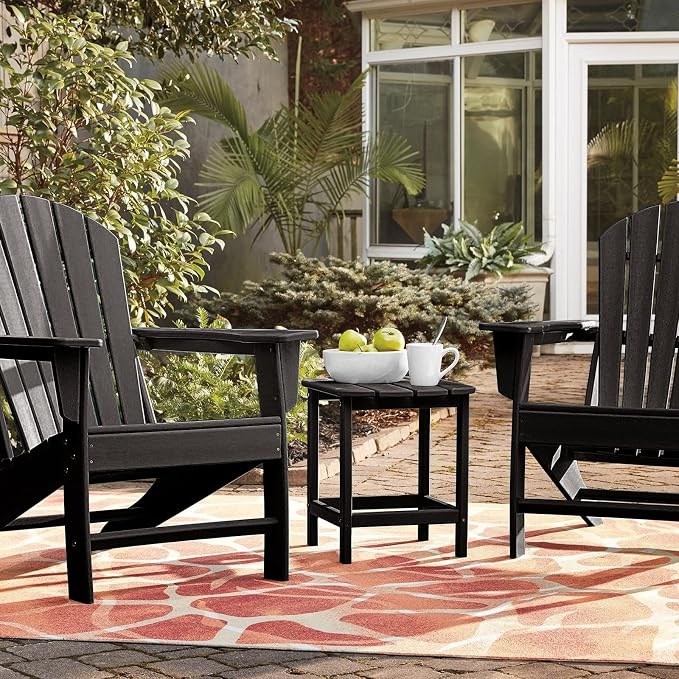 Giantex Side Table Outdoor Small Patio Table 18” Adirondack Table, Weather Resistant End Tables, Outside Square Tea Table for Patio, Backyard, Poolside, Garden, Balcony (2, Black)