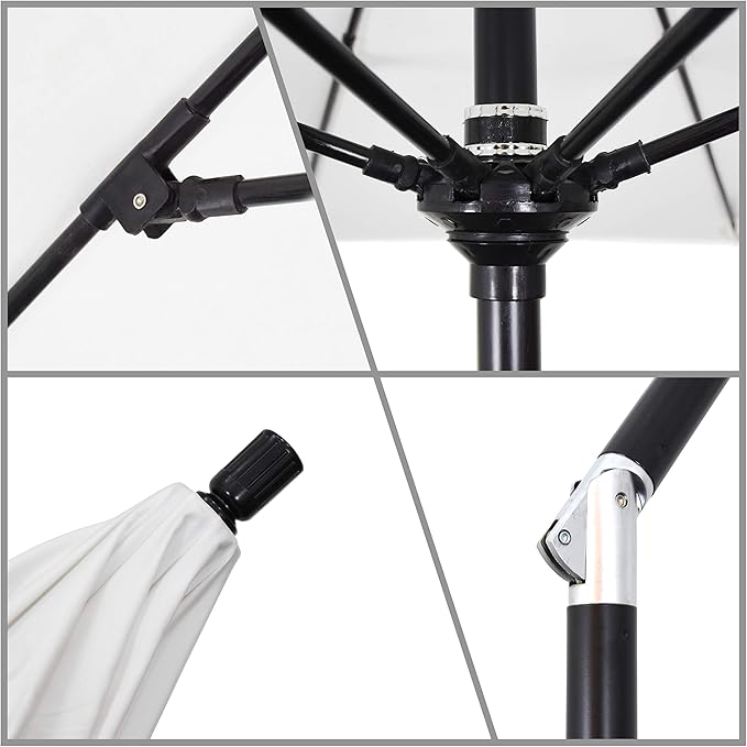California Umbrella 11' Round Crank Lift, Collar Tilt, Aluminum Pole, Fiberglass Rib Patio Umbrella, Black Finish