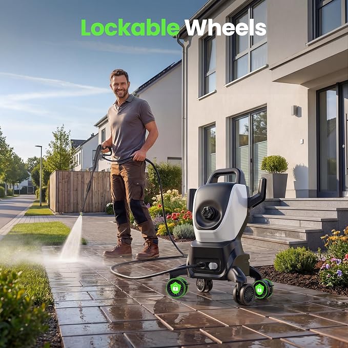 Pressure Washers, Power Washers with 4 Wheels, High Pressure Cleaning Machine for Cars/Fences/Driveways/Patios/Farms/Home Cleaning
