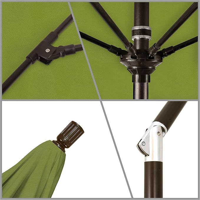 California Umbrella 11Ft Fiberglass Rib Patio Umbrella, Hand-Crank, Tilt-Collar, Bronze Frame, Solution Dyed Kiwi Fabric