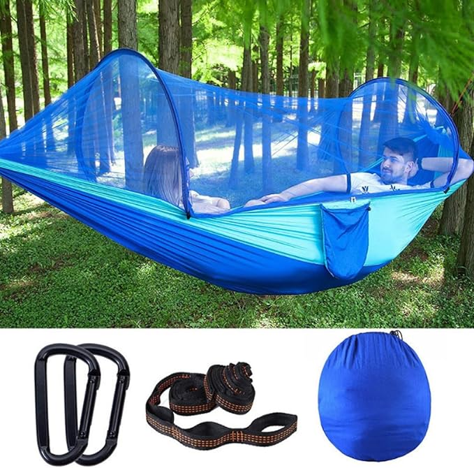 Double Hammock Outdoor Sunshade Quick-Opening Rocking Bed Off The Ground Anti-Rollover Single Camping Doublespeedblueupgradestrap