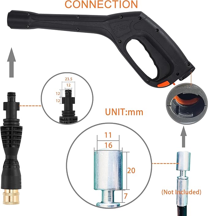 FIXFANS Pressure Washer Gun Kit with 5 Nozzles – Compatible with Some of Portland Husky Black Decker Ford Pulsar ShopForce Taskforce Powerwasher Taskmaster – Power Washer Gun with Adapter