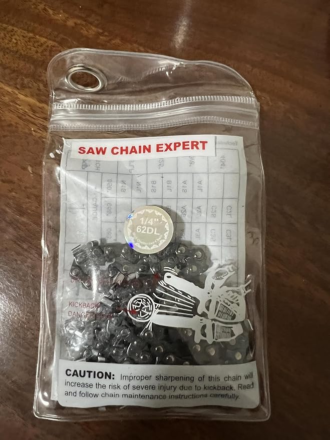 12-Inch Chainsaw Chain Replacement - 2-Piece Set, 1/4-Inch Pitch, 62 Drive Links, Compatible with Electric Chainsaws