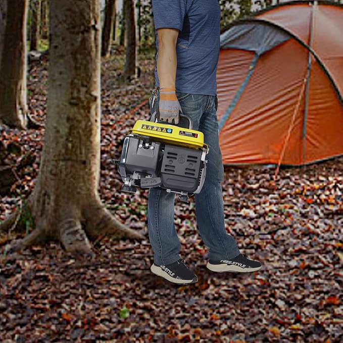 Portable Outdoor Generator, Low Noise Gas Powered Generator for Home Use, 71CC 2-Stroke Engine, 800-Watt Rated Power, EPA Compliant, Perfect for Camping & Tailgating-Yellow