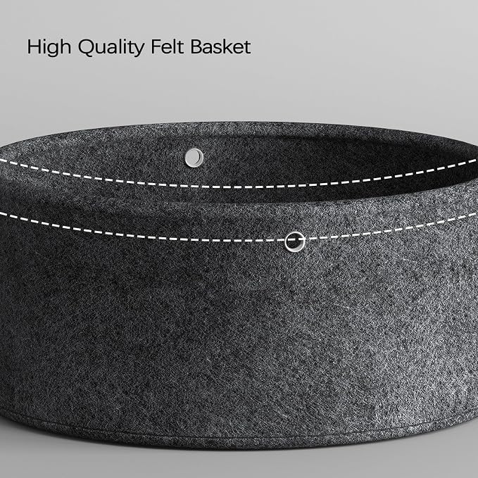 Garden 4 you Small Side Table, Mini Round End Table, Black Tray Table with Fabric Storage Basket, Modern Nightstand for Living Room, Bedroom, Patio, Small Space, 2pcs