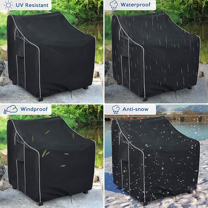 FORSPARK Patio Chair Cover 2 Pack - Heavy Duty Waterproof Outdoor Furniture Covers, Fits 36W x 37D x 36H Inches