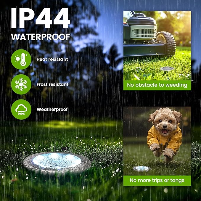 PATIOWIN Mini Solar Ground Lights, 16 Pack Solar Garden Lights, Solar Powered Pathway Lights Warterproof, Outdoor Lights for Driveway, Walkway, Backyard, Patio (Cool White)