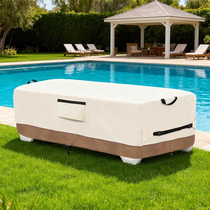 Outdoor Waterproof Lounge Chair Covers for 4-6 Stackable Patio Chaise Lounge Chairs,Heavy Duty Durable Chaise Loungers Cover for Stacked Pool Lounge Chairs,80'' L x 32" W x 40" H,Beige