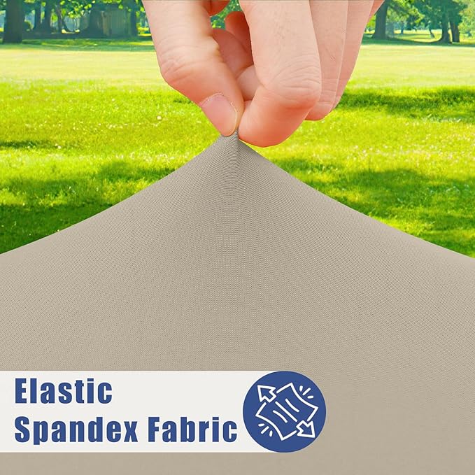 Moosfor Spandex 4 Foot Rectangle Table Cloth 2 Pack, Elastic Fitted Tablecloths for Picnic, Stretch Washable Patio Table Cover for Outdoor, Camping, Banquet and Parties (Taupe, 30"x48")