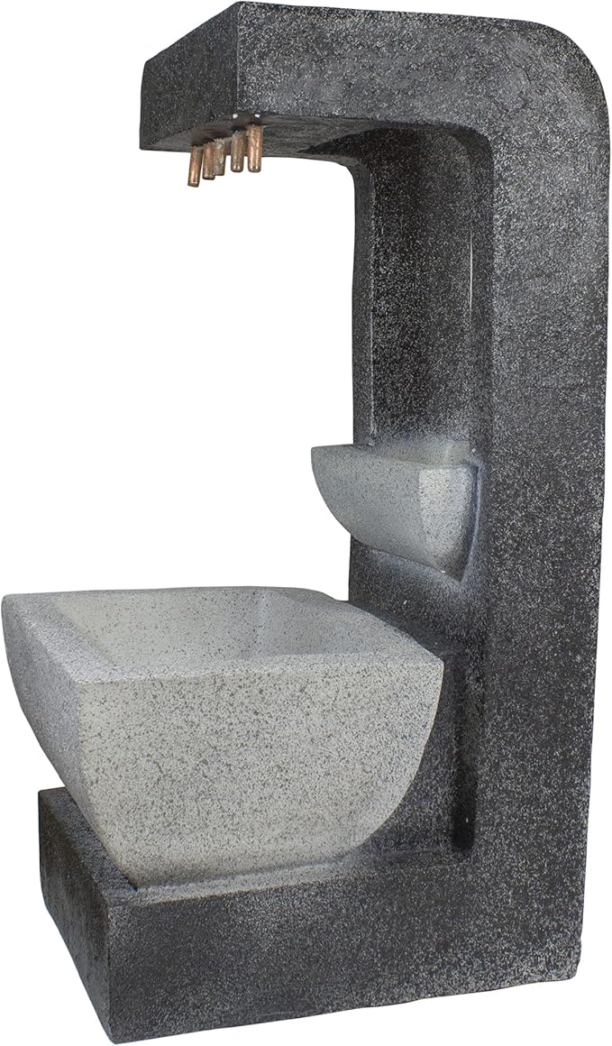LED Lighted Rainfall Outdoor Water Fountain with Planter - 26"