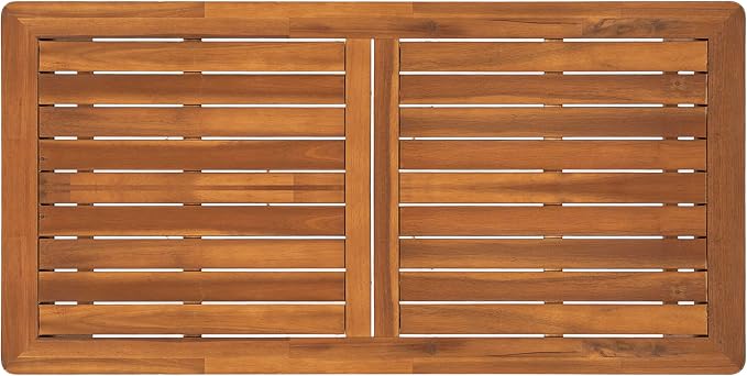 Christopher Knight Home Myra Acacia Wood Outdoor Loveseat and Coffee Table Set, 2 Piece Patio Furniture Set with Cushions, Patio Conversation Set with Slatted Design for Backyard, Teak + Beige