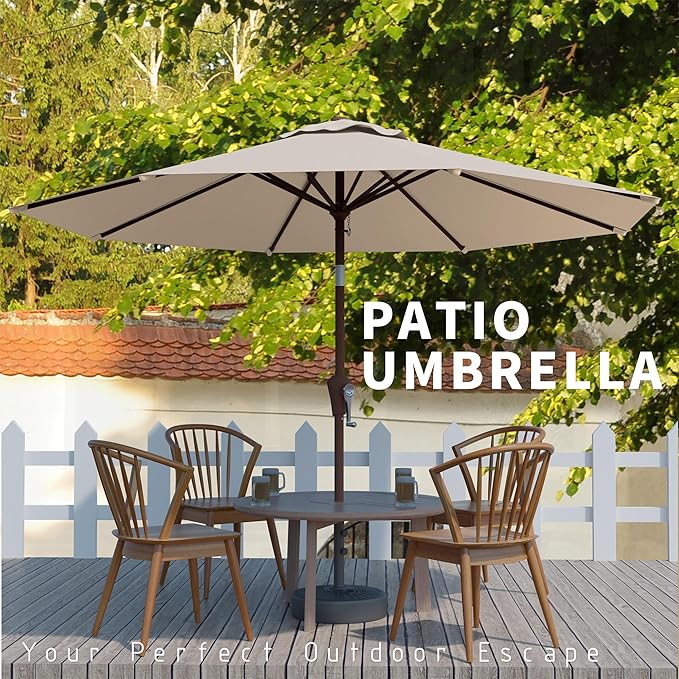 10FT Patio Umbrella, Outdoor Umbrella with Push Button Tilt and Crank, 8 Sturdy Ribs, UV Protection & Waterproof Market Umbrella for Pool, Backyard, Beach,Deck (Cream White)