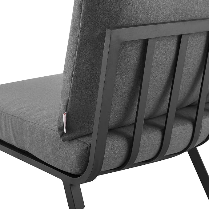 Modway Riverside 4 Piece Sectional Set with Armchair and Table, 61. 5" L x 114" w x 28" H, Gray Charcoal