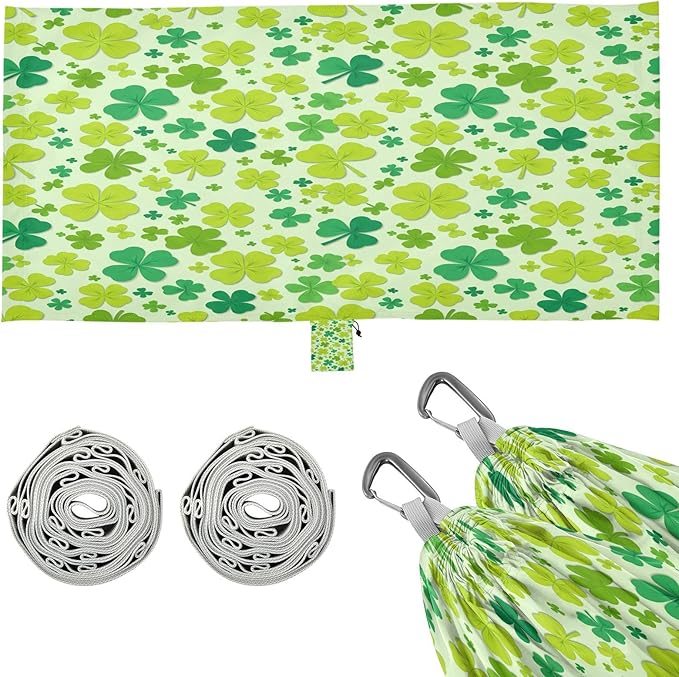 Hammocks for Outside Four-Leaf Clovers Camping Hammock Portable Hammocks with Tree Straps and Carry Bag Camping Accessories for Hiking Beach Outdoor