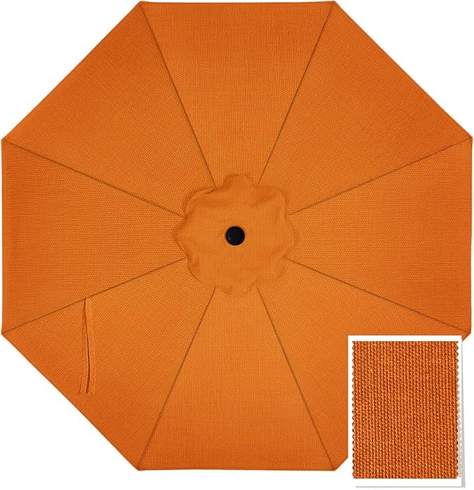 MASTERCANOPY 5-Year-Non-Fading Olefin 9FT Patio Umbrella Replacement Canopy for 8 Ribs- Tangerine Canopy Only