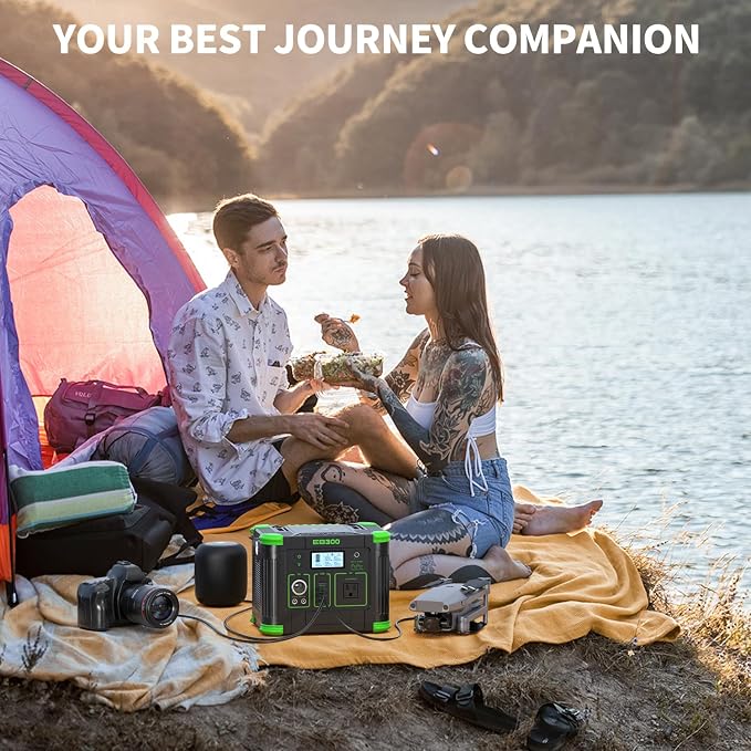 330W Portable Power Station, 288.6Wh Solar Generator with 60W USB-C PD Output, 120V Pure Sine Wave AC Outlet, 5W Wireless Charging, 330W Backup Lithium Battery for Outdoor Camping Travel Hunting
