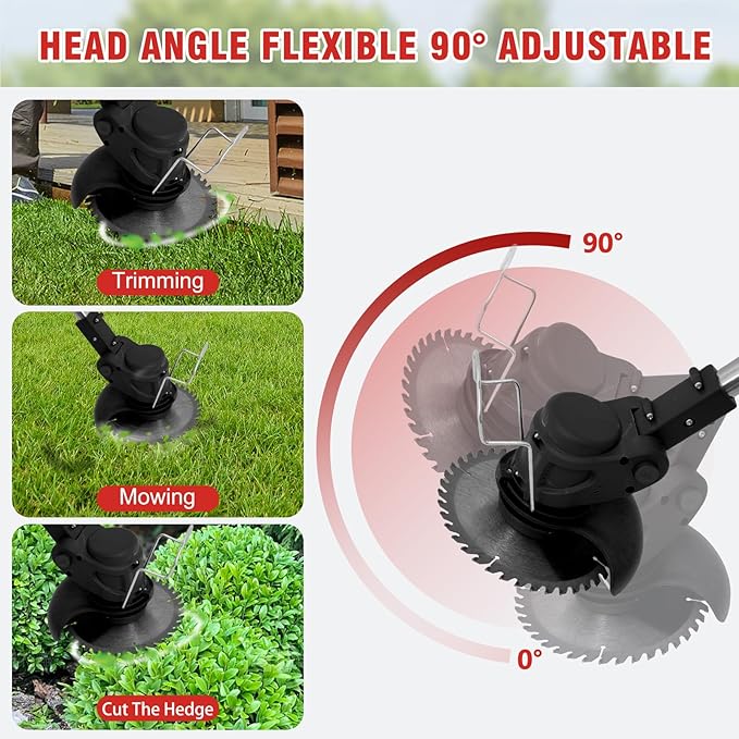 ALSO GO 24V Electric Weed Wacker, Cordless Grass Trimmer, 3 in 1 Weed Trimmer with 2 * 2000mah Batteries & Charger, Battery Powered Weed Eater/Brush Cutter/Edger with Wheels for Garden, Yard Lawn
