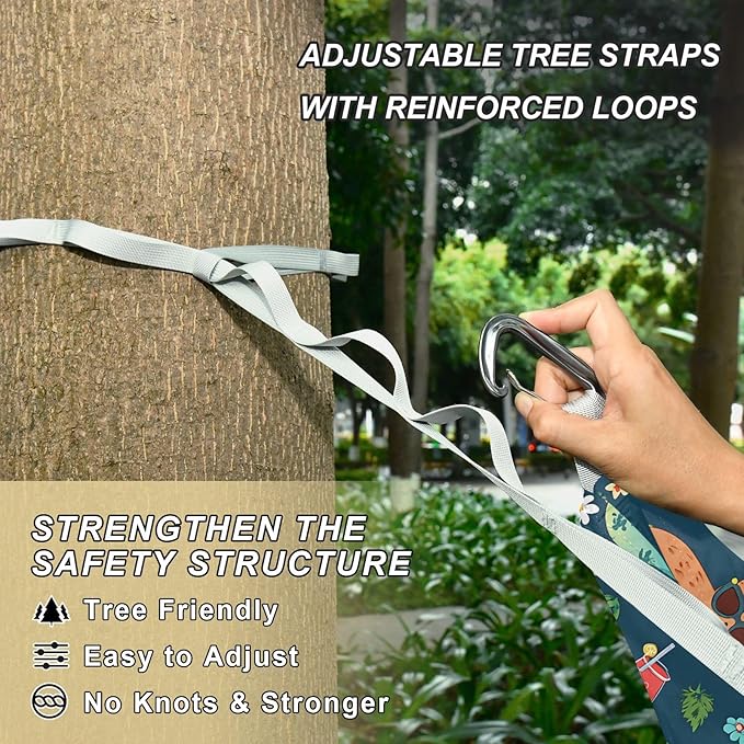 Camping Hammock Outdoor Hammocks for Outside Summer Cat Beach Trees Portable Lightweight with Pockets Tree Straps Indoor