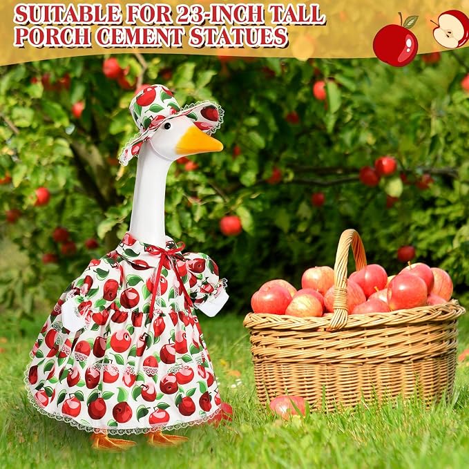 FuWeave Fall Porch Goose Outfit for Lawn Decor | Fits 23"/17" Lawn Plastic/Cement Statue Goose Costume Dress for Front Outdoor Courtyard Garden Patio Yard Decoration