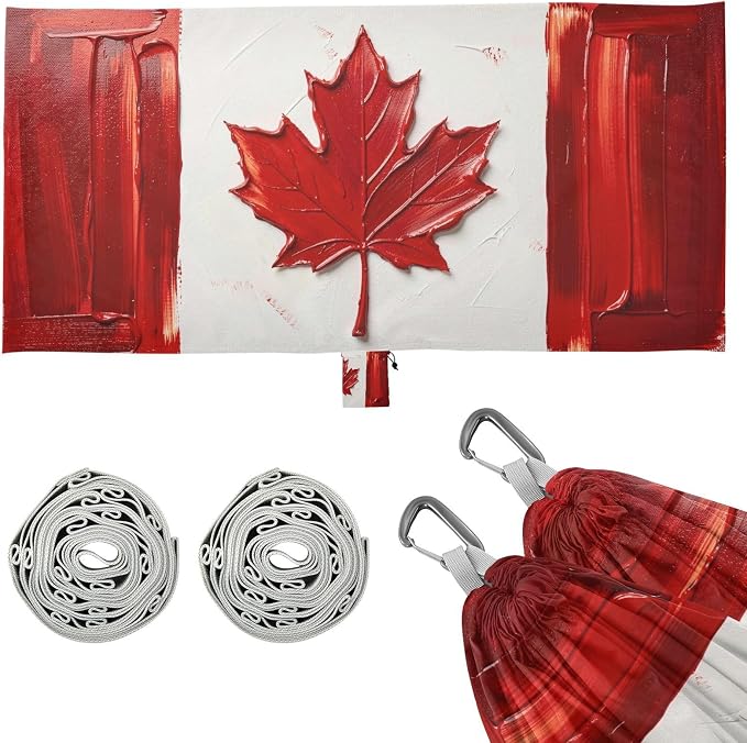 Oil Painting Flag Canada Outdoor Hammock Foldable Hanging Hammock for Outside Beach Patio Garden