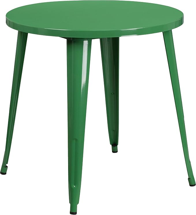 Flash Furniture Jeffrey Commercial Grade 30" Round Green Metal Indoor-Outdoor Table