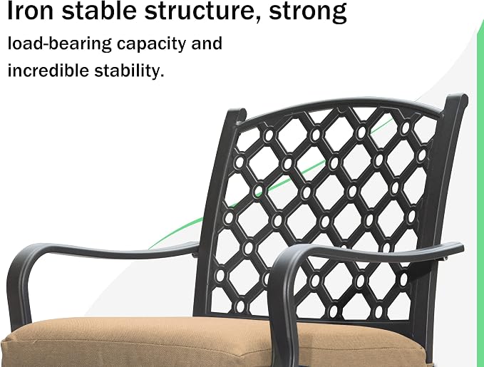 Domi Outdoor 7 pcs Patio Dining Set, Metal Dining Table, Swivel and Dining Chairs Conversation Set with Removable Beige Cushions for Garden Lawn Yard