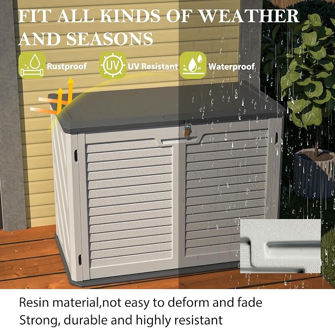 Large Outdoor Storage Box with Removable Shelf, 28 Cu.Ft. Weather-Resistant HDPE Deck Box for Patio Cushions and Garden Tools, Lockable White Storage Cabinet, 52 x 30 x 39 Inches