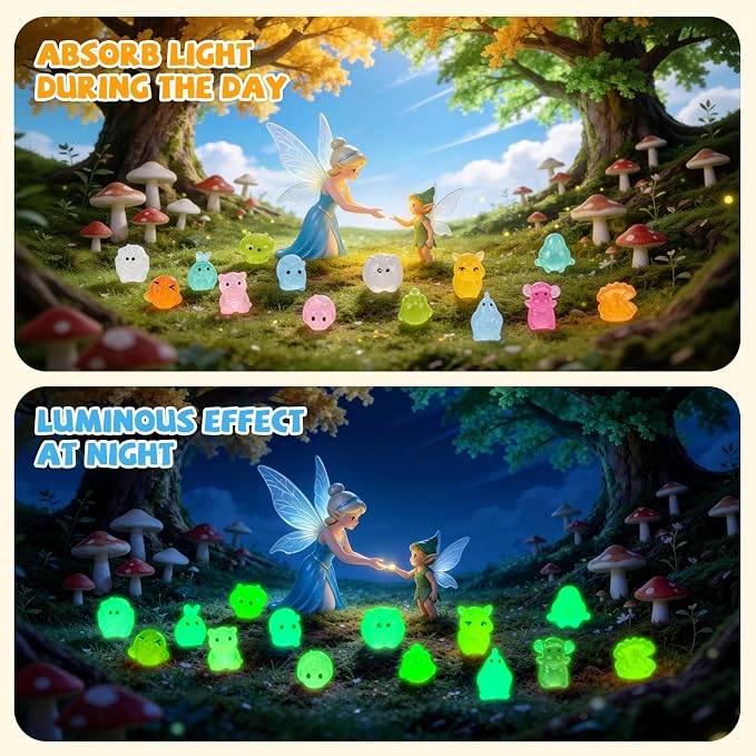 70 Pcs Mystery Mini Resin Animals Blind Bags,Tiny Glow in The Dark Animal Resin Models, mini resin figures,resin animals variety pack for Birthday Party Gift, DIY Crafts, Ornaments, Random Design