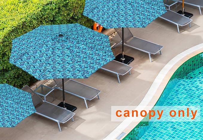 MASTERCANOPY Patio Umbrella 9 ft Replacement Canopy for 8 Ribs-Green Leaf Canopy Only