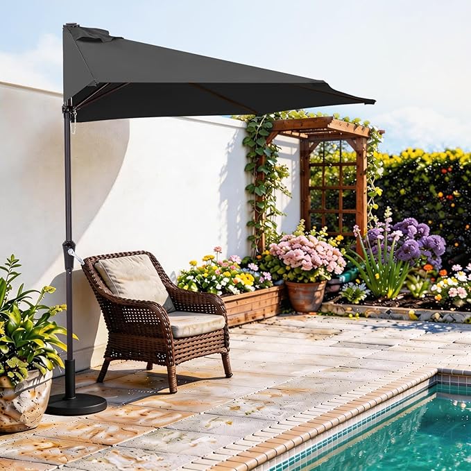 ABCCANOPY Patio Umbrella 10FT - Outdoor Half Umbrellas for Patio, Backyard, Garden, Deck (Deep Gray)