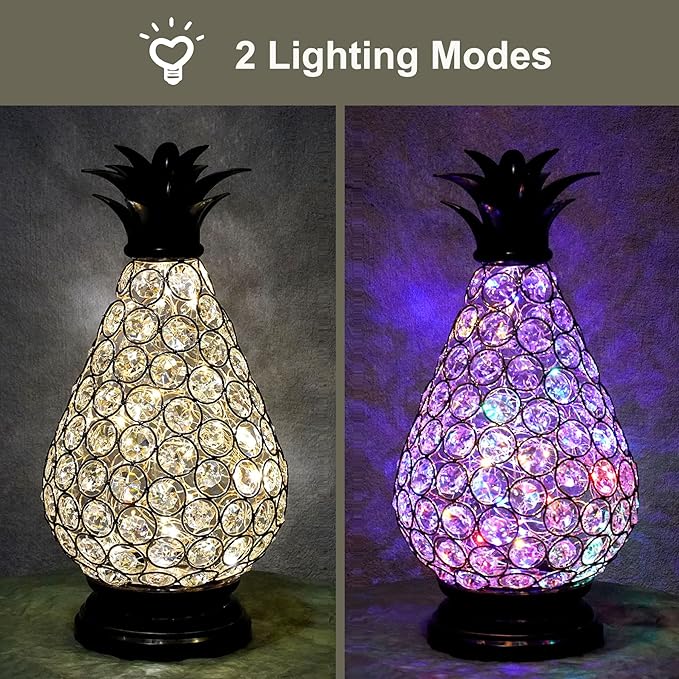 MOZEAL Extra Large Crystal Pineapple Lamp,13 in Lantern Decorative,IP44 Waterproof,6 Hours Timer,Battery Operated,As a Gift,for Farmhouse/Garden/Outdoor/Patio/Porch/Table/Backyard/Mantle Decor