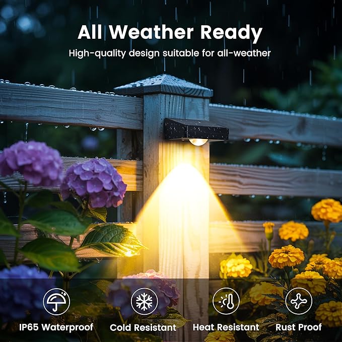 AUDERWIN Solar Fence Lights Outdoor Waterproof 20 Packs, Fence Lights Solar Powered, 3 Lighting Modes LED Lens Light for Wall, Backyard, Deck, Patio, Step, Stair, Porch, Pool Decor