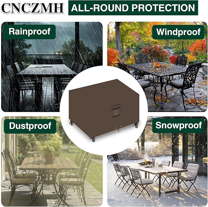 Heavy Duty Patio Furniture Covers Waterproof, 600D Outdoor Furniture Cover Waterproof for Sectional Sofa Couch, Outdoor Dining Table and Chair Set Covers 74''L x 47''W x 28''H, Brown