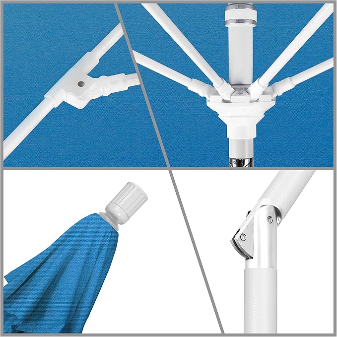 California Umbrella 11' Round Fiberglass Rib Market Umbrella, Crank Lift, Collar Tilt, Capri, White Pole (GSCUF118170-SA26-DWV)