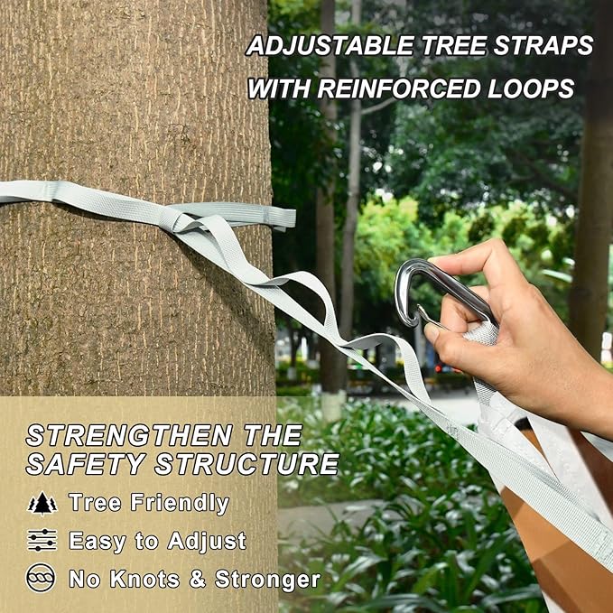 Wildlife and Mountains Outdoor Hammock with Tree Straps for Outside Patio Garden