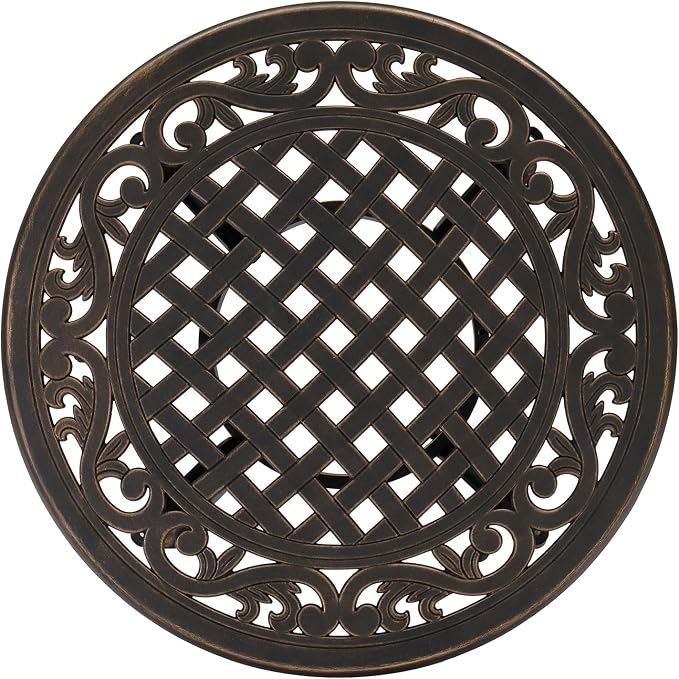 Bonnlo 23.6 Inch Cast Aluminum Outdoor Side Table, Anti-Rust Coffee Bistro Table for Outdoor, Patio, Garden, Porch, Balcony End Table (Round, Bronze)