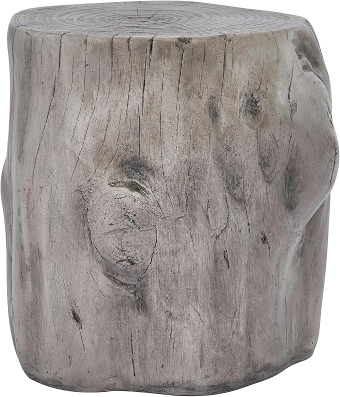 Christopher Knight Home Lomlyn Outdoor Tree Stump Side Table, Lightweight Concrete End Table, Accent Table with Natural Wood Form, Decorative Small Coffee Desk for Living Room Patio, Antique Grey