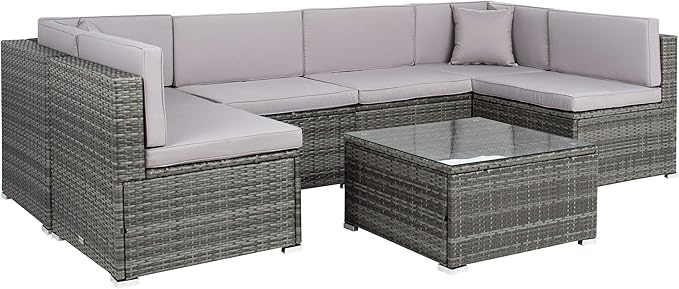 SAFAVIEH PAT7510B-2BX Collection Sectional Diona Grey Outdoor Living Patio Set, Grey/Grey