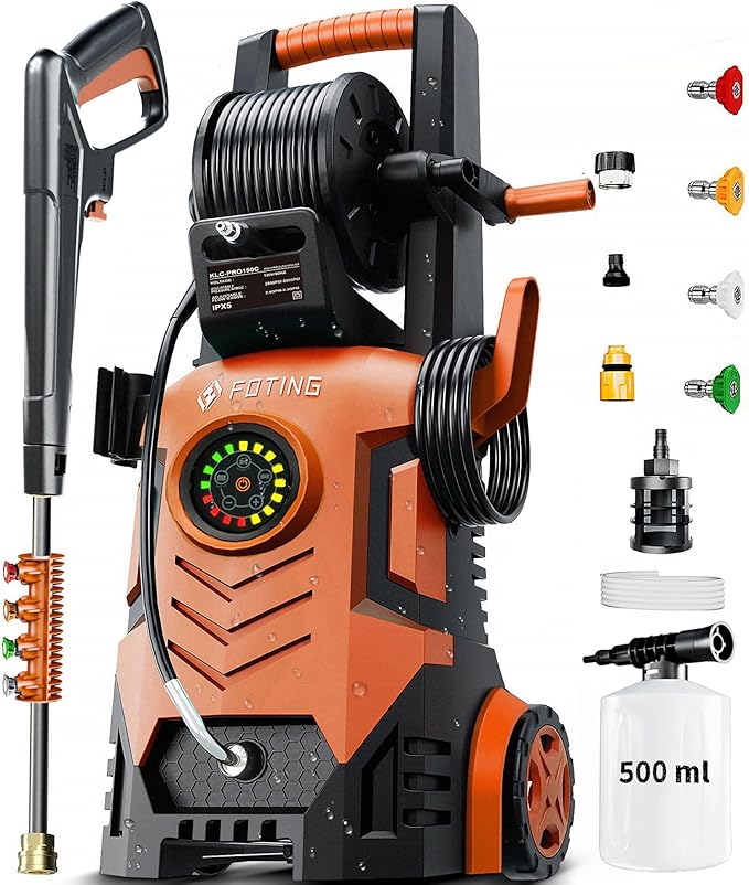 2026New Pressure Power Washer 5000PSI with Adjustable Touch Screen 8 Level, 34" Tall, 4 Quick Connect Nozzles,Inlet Hose&Filter&500mlFoam Cannon for Cars/Fences/Driveways/Home Cleaning (Red)