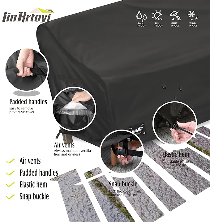 3-Seater Outdoor Couch Cover, 93Wx40Dx35H inches Outdoor Furniture Covers Waterproof,100% Waterproof Heavy Duty Patio Furniture Covers,Black Minimalism Style Outdoor Sofa Cover