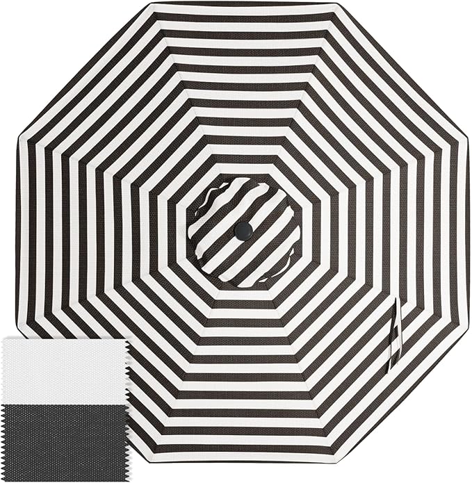 ABCCANOPY OLEFIN® 5-Year Non Fading 9FT Patio Umbrella Replacement Canopy Only (Black Stripe)